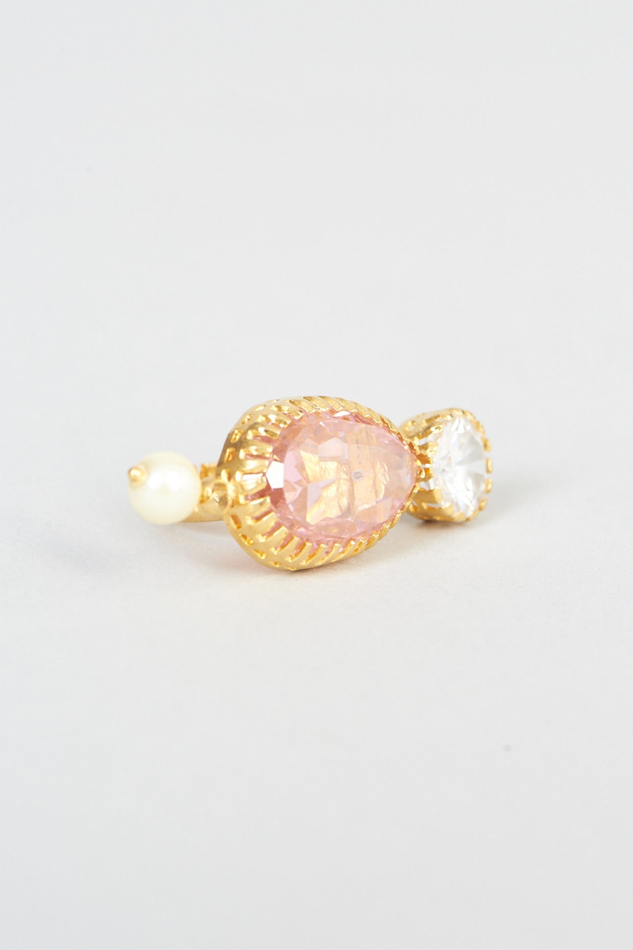 Gold Plated Pearl & Crystal Ring