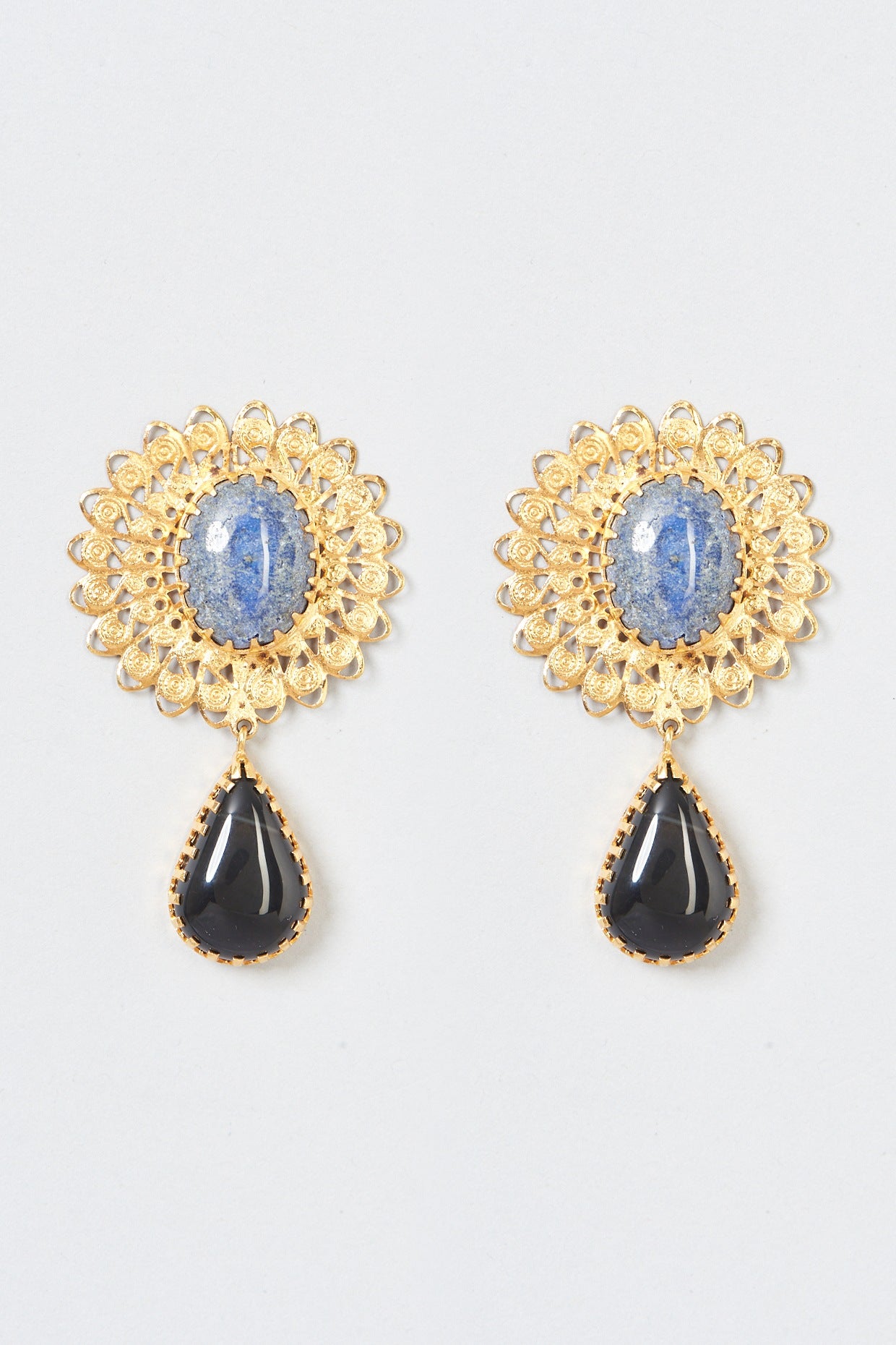 Gold Plated Lapis Earrings