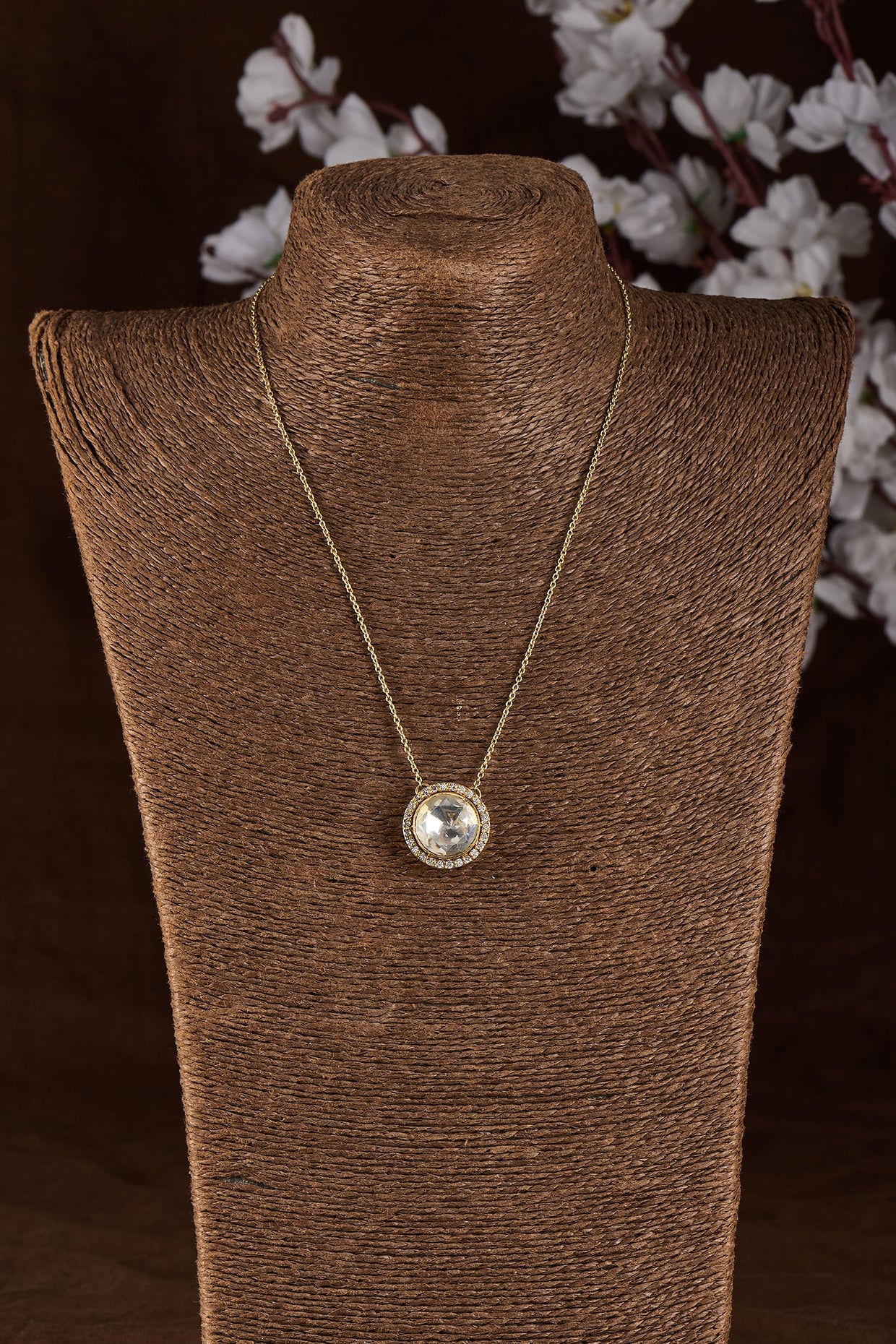 Gold Plated Moissanite Necklace In Sterling Silver