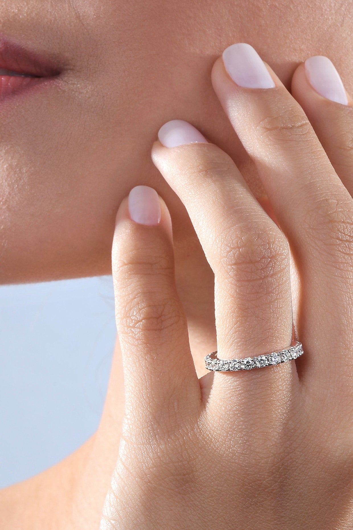 18 Kt White Gold Diamond Stackable Eternity Ring