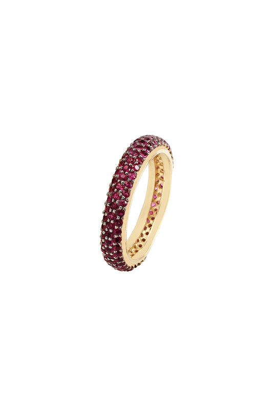 18 Kt Yellow Gold & Ruby Stackable Ring