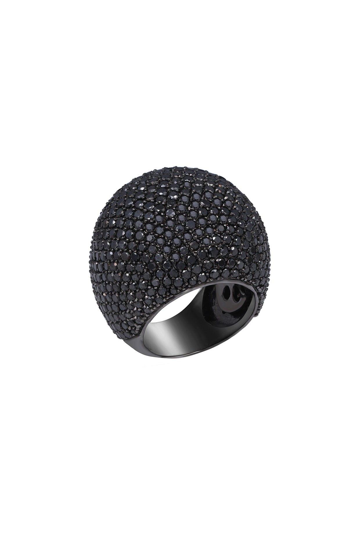 18 Kt White Gold Black Diamond Ring