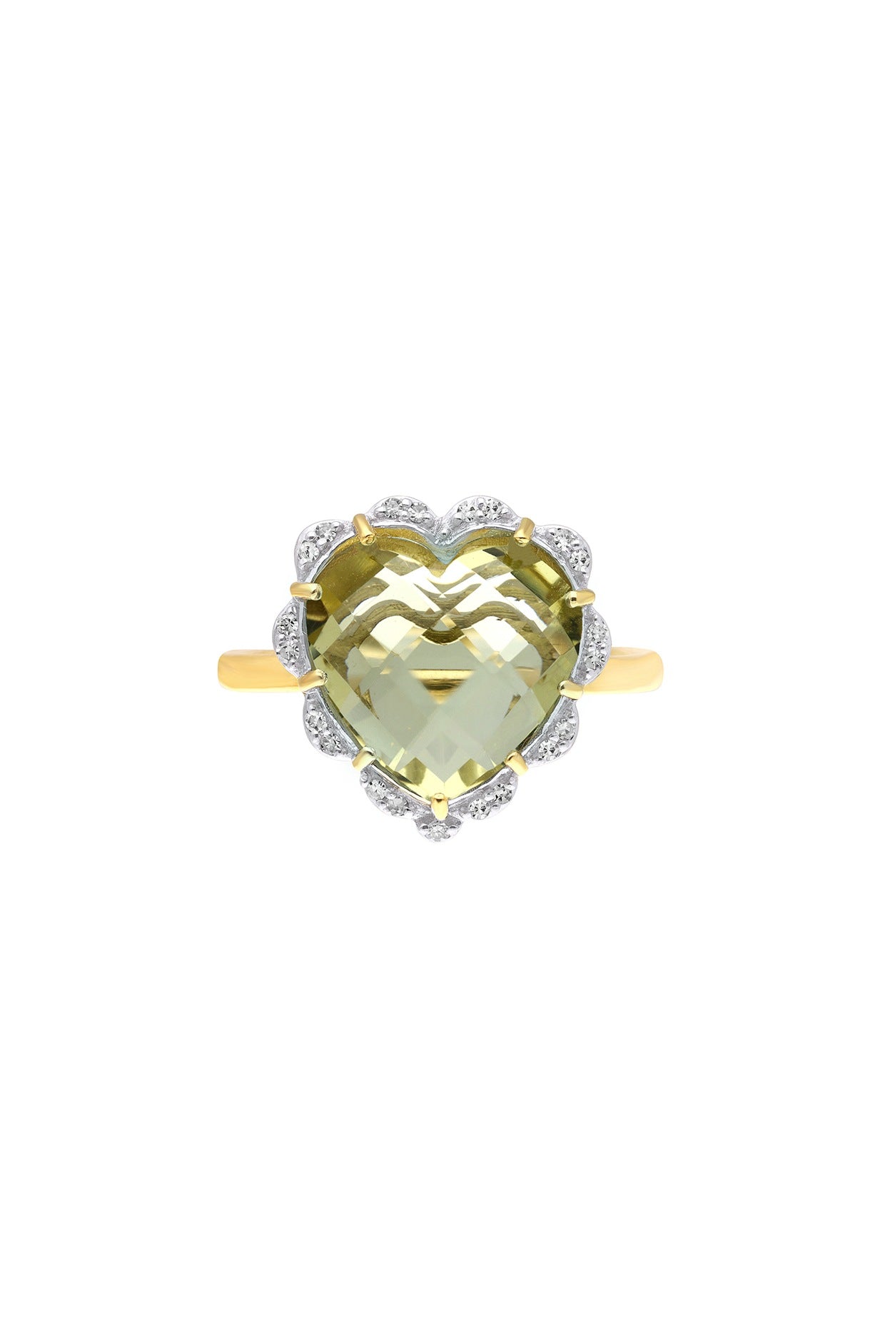 14 Kt Yellow Gold Heart Ring With Lemon Quartz