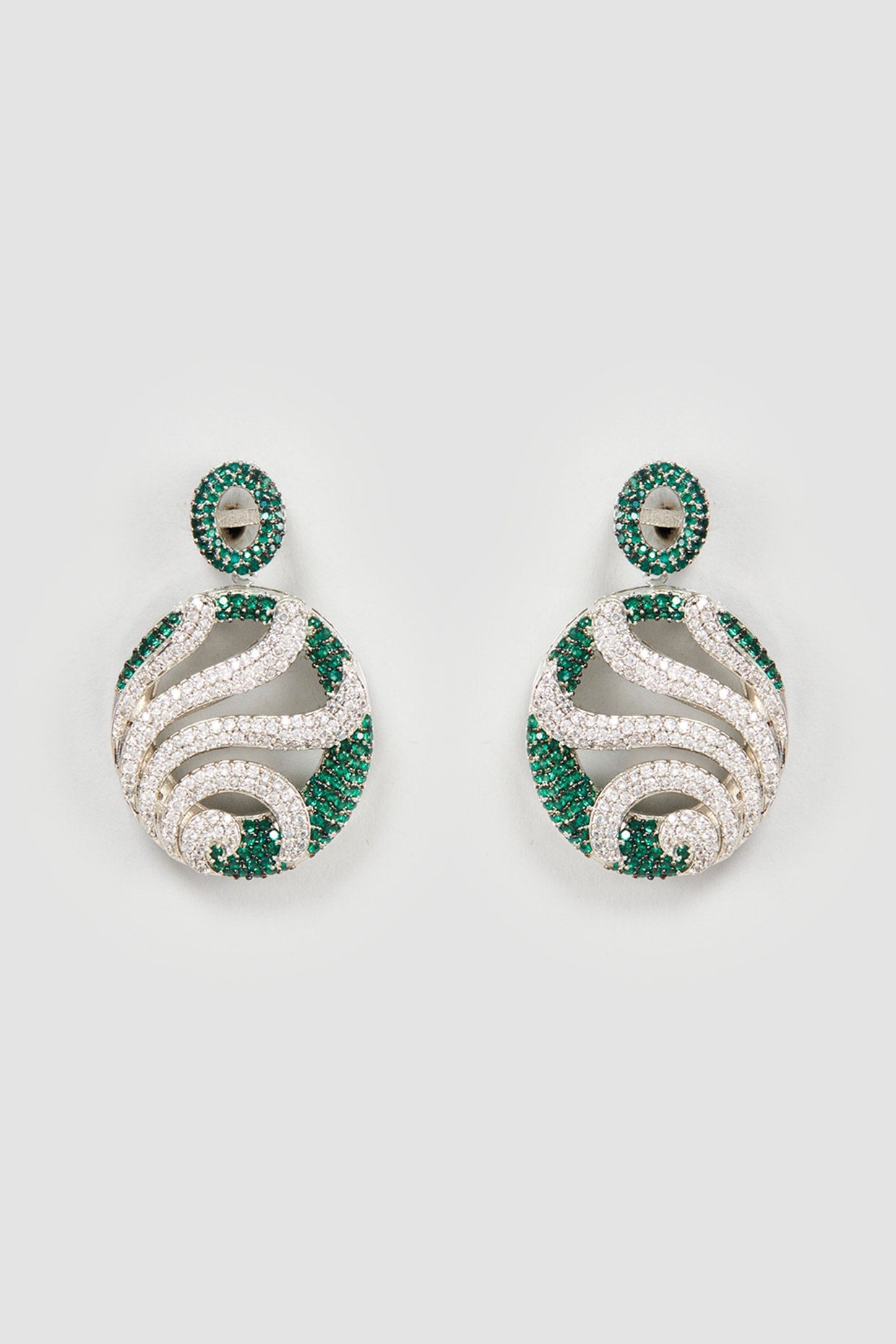 Silver Finish Green Zircon Diamond Earrings