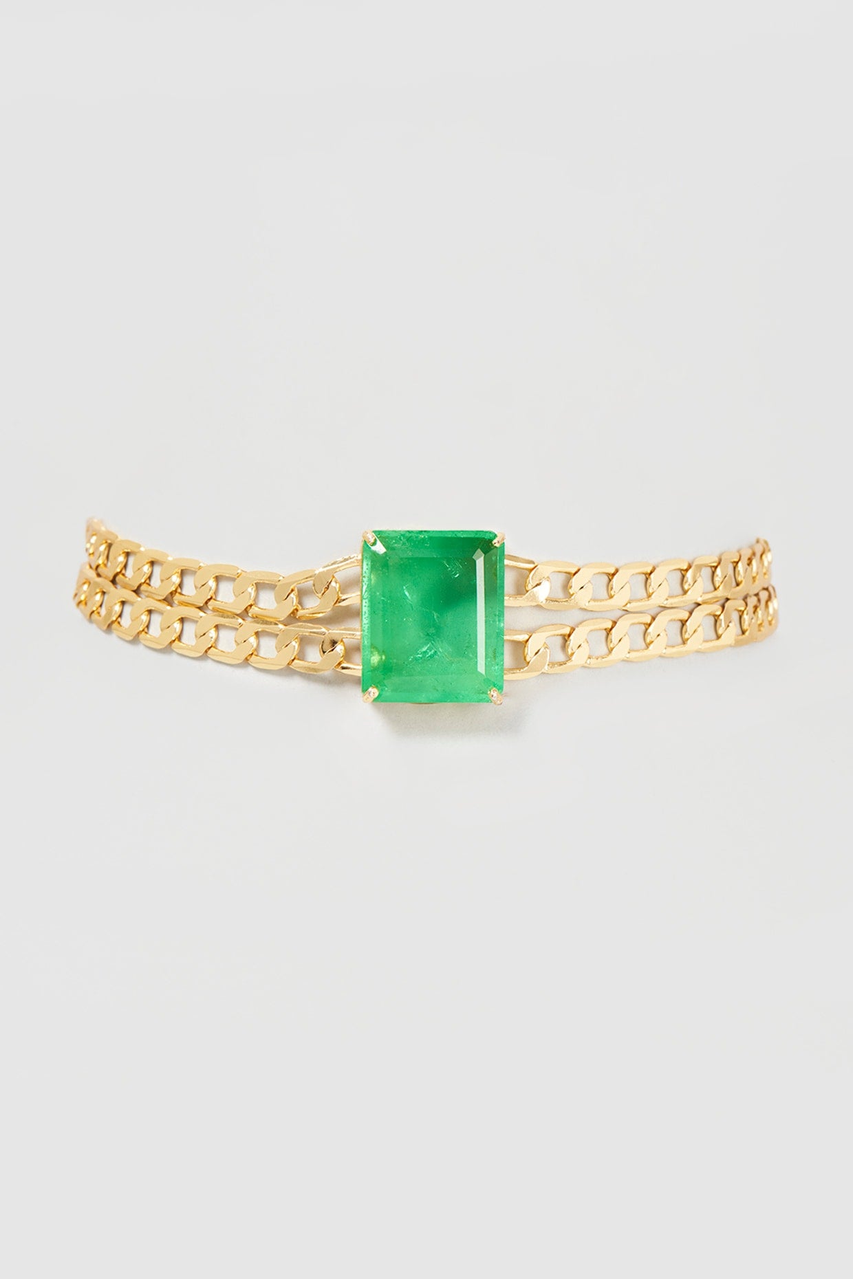 Gold Finish Green Doublet Stone Choker Necklace