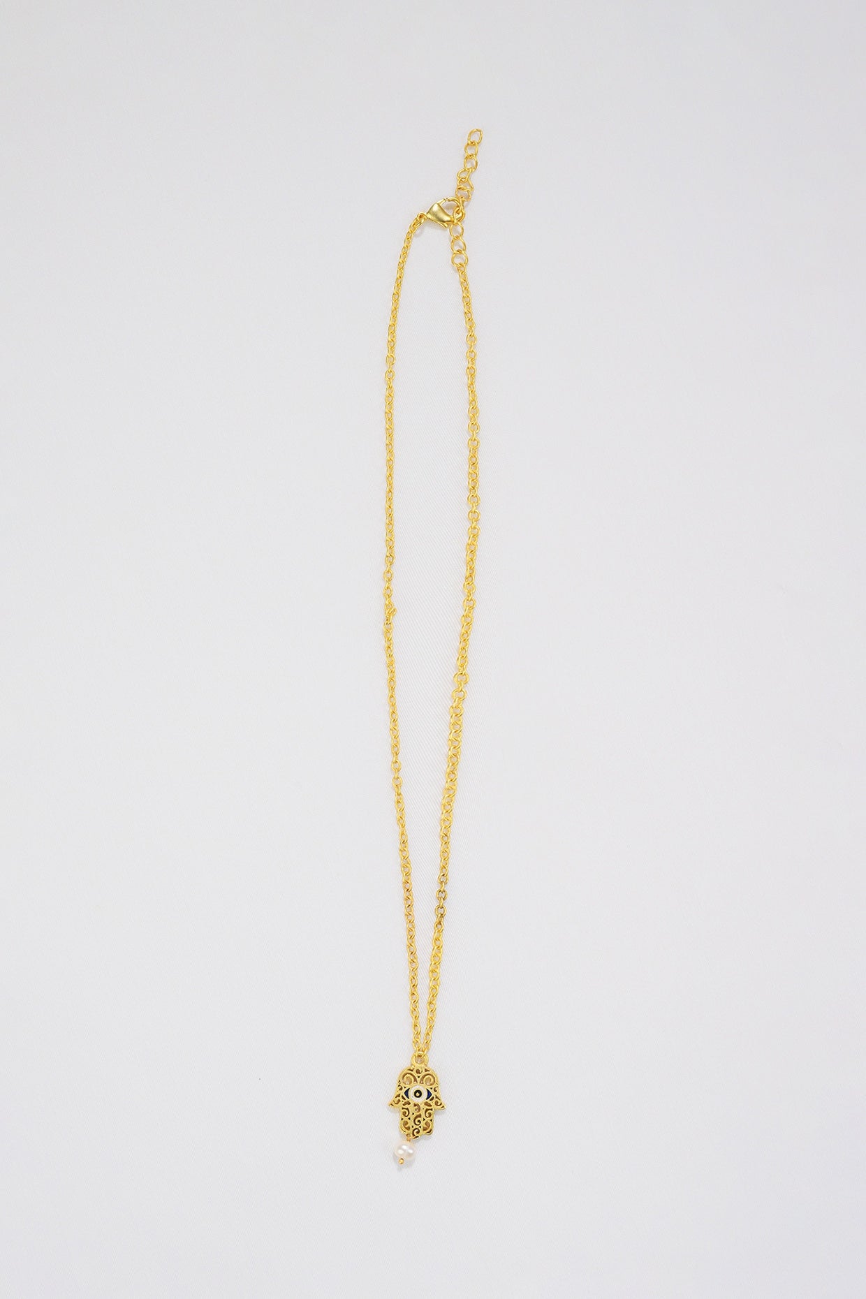 Gold Plated Enamelled Hamsa Necklace