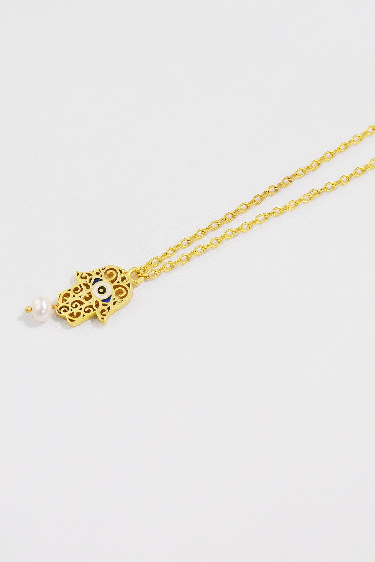 Gold Plated Enamelled Hamsa Necklace