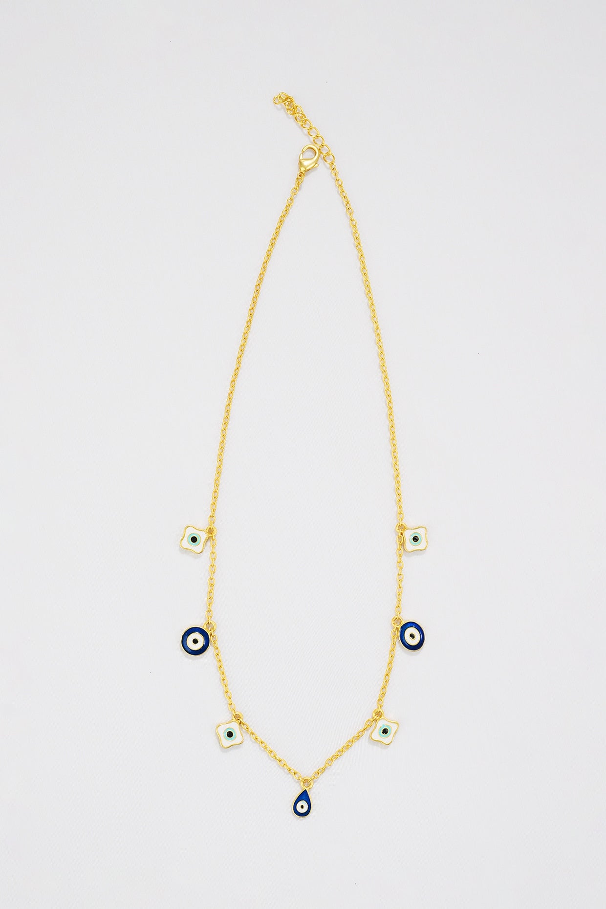 Gold Plated Enamelled Evil Eye Charm Necklace