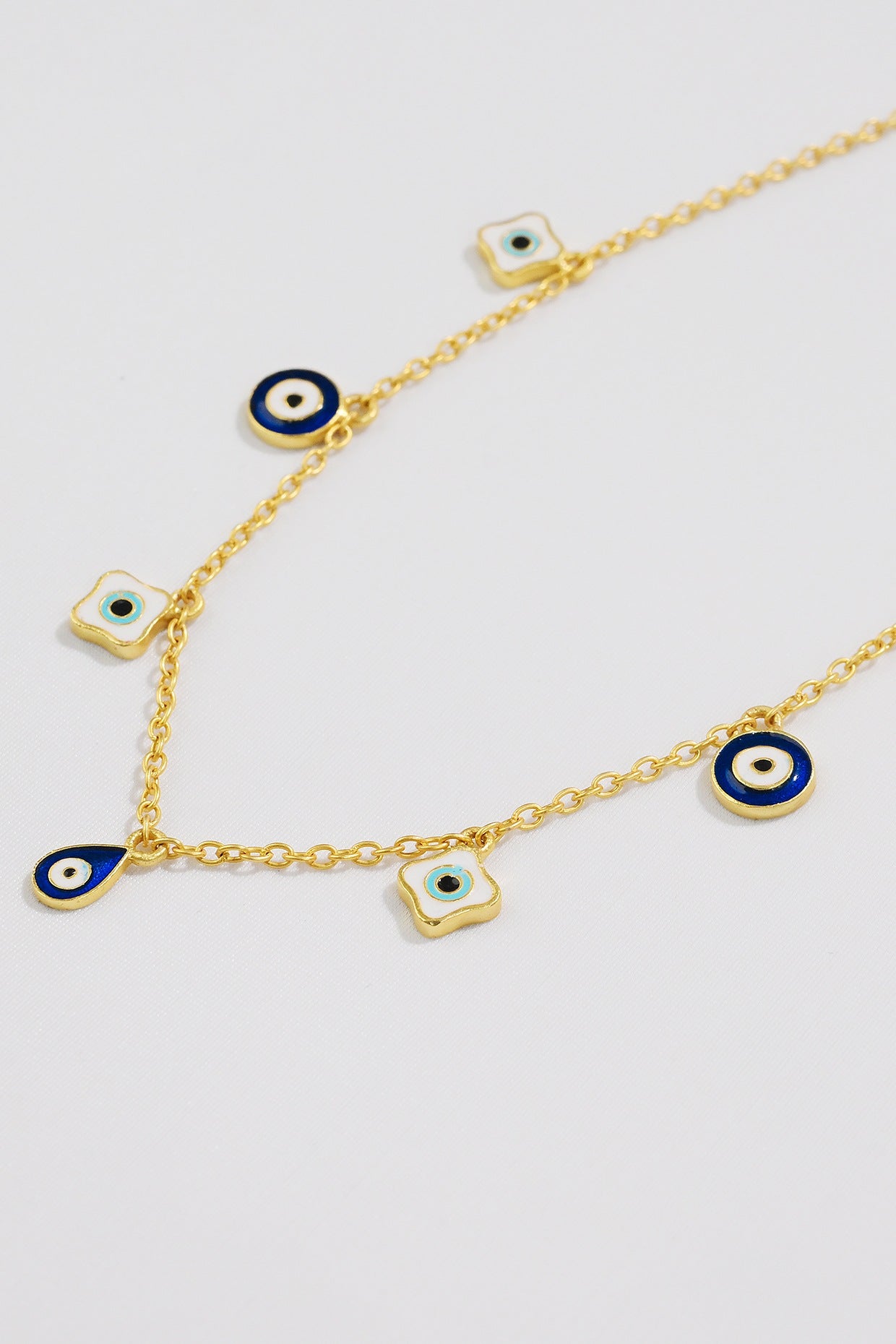 Gold Plated Enamelled Evil Eye Charm Necklace