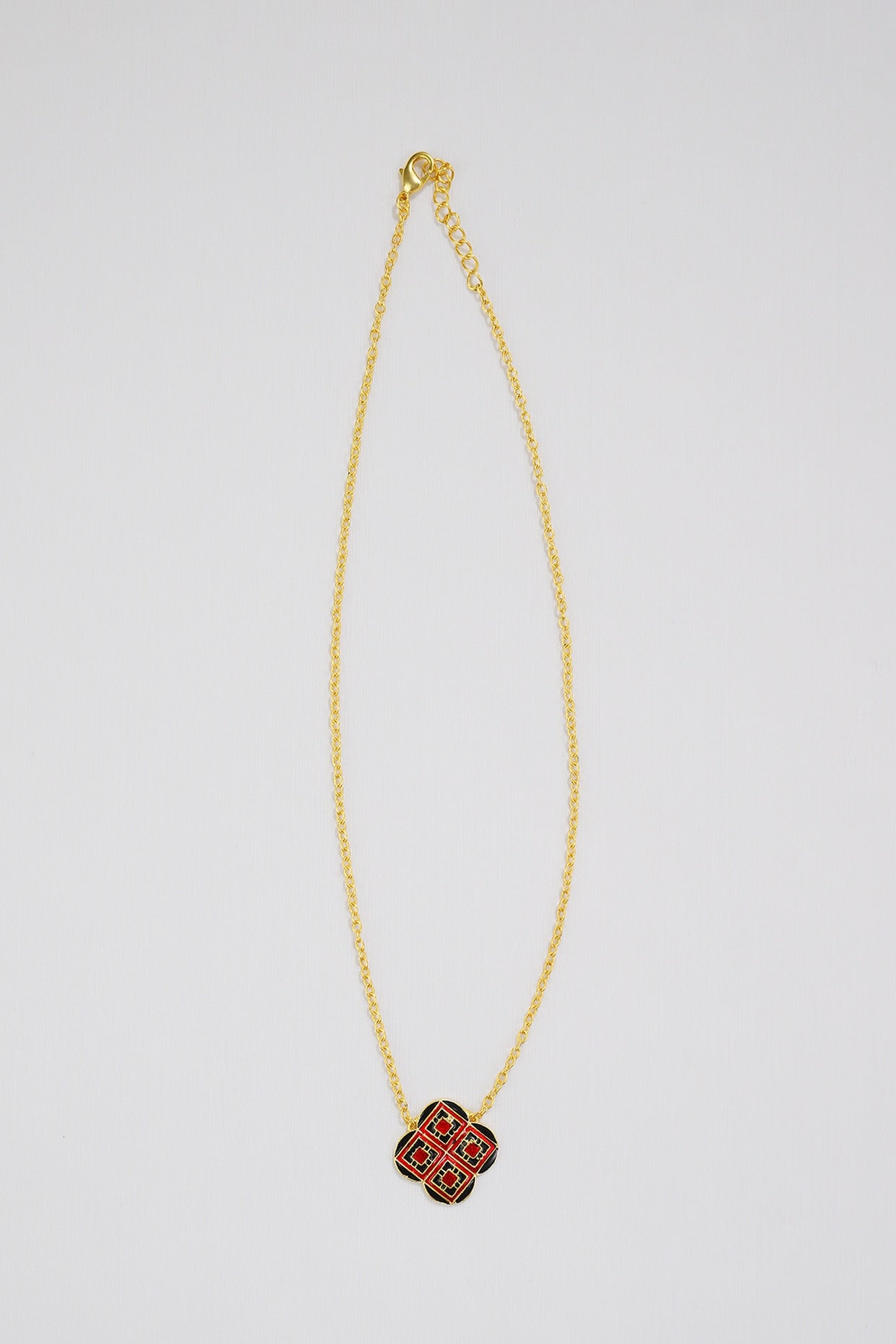 Gold Plated Enamelled Geometric Necklace