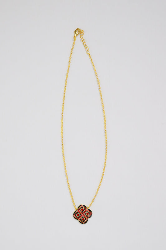 Gold Plated Enamelled Geometric Necklace