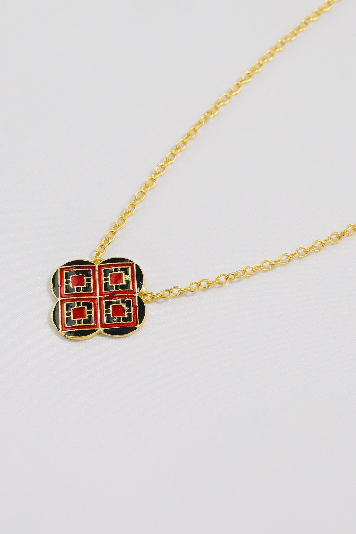 Gold Plated Enamelled Geometric Necklace