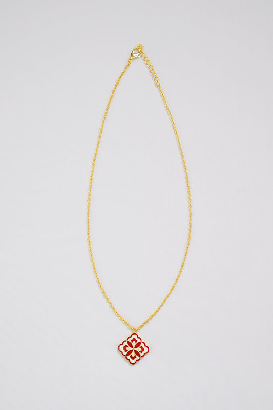 Gold Plated Enamelled Blossom Necklace