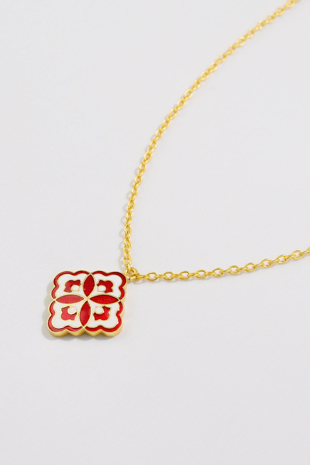 Gold Plated Enamelled Blossom Necklace