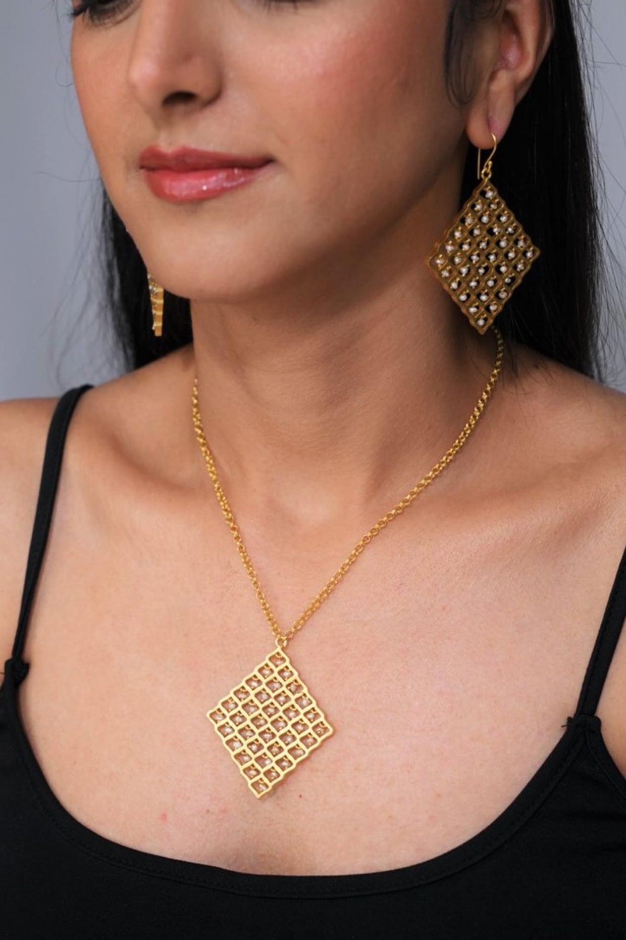 Gold Plated Jharoka Moti Jaal Necklace