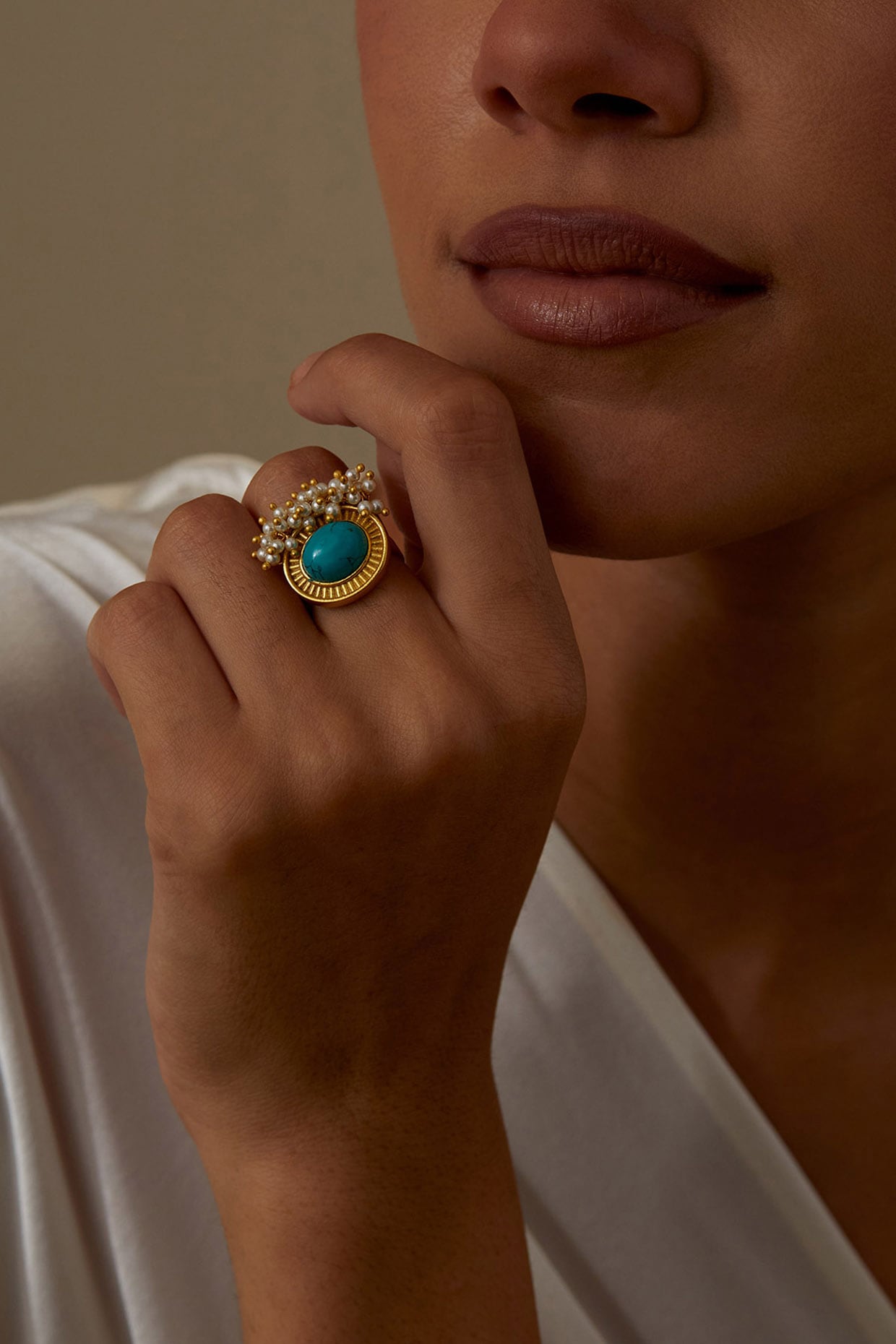 Gold Plated Turquoise Stone Ring