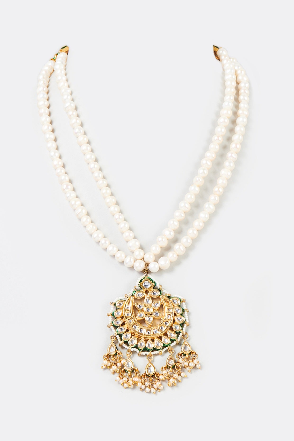 Gold Plated Tiered Pearl Pendant Necklace