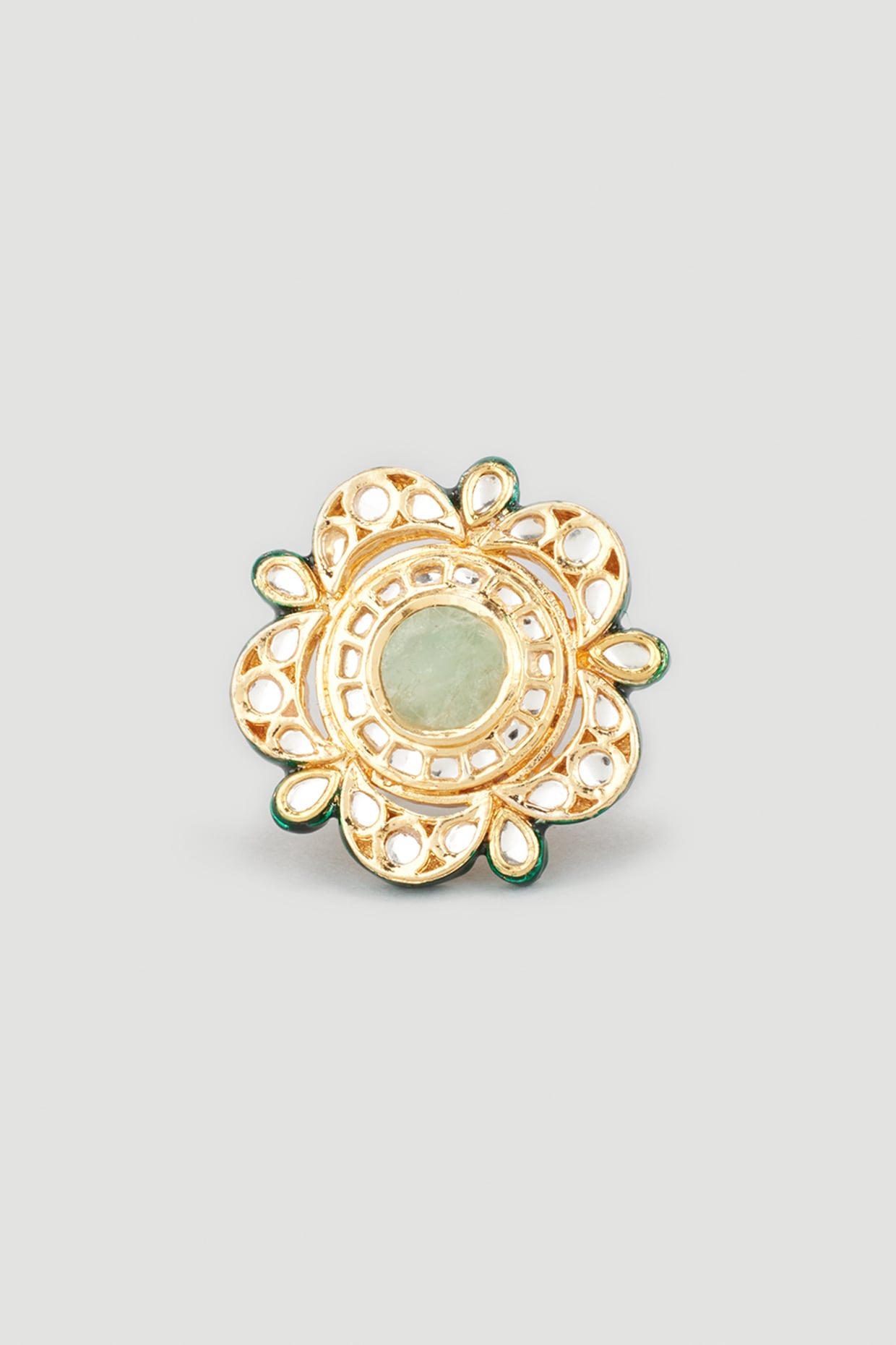 Gold Plated Kundan Polki Ring