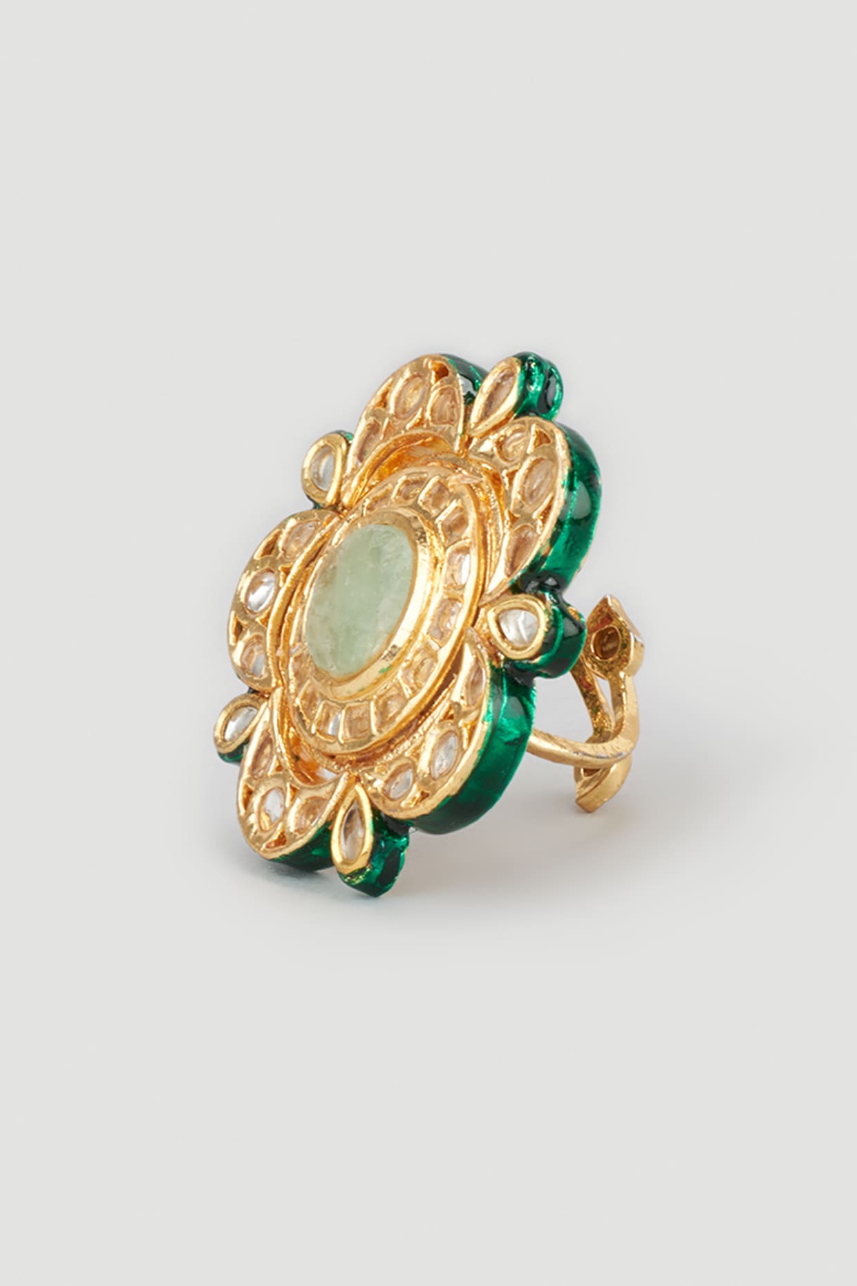 Gold Plated Kundan Polki Ring