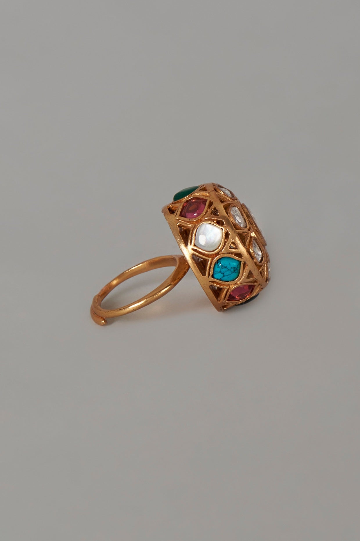 Gold Plated Navratna Ring