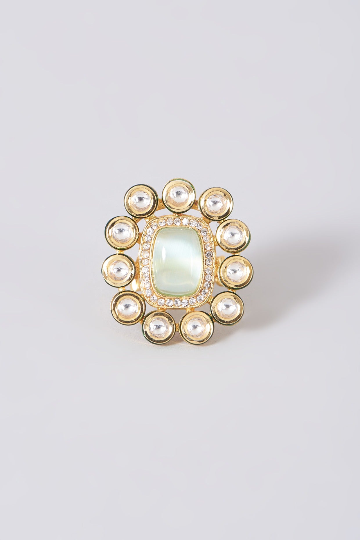 Gold Plated Mint Stone Ring