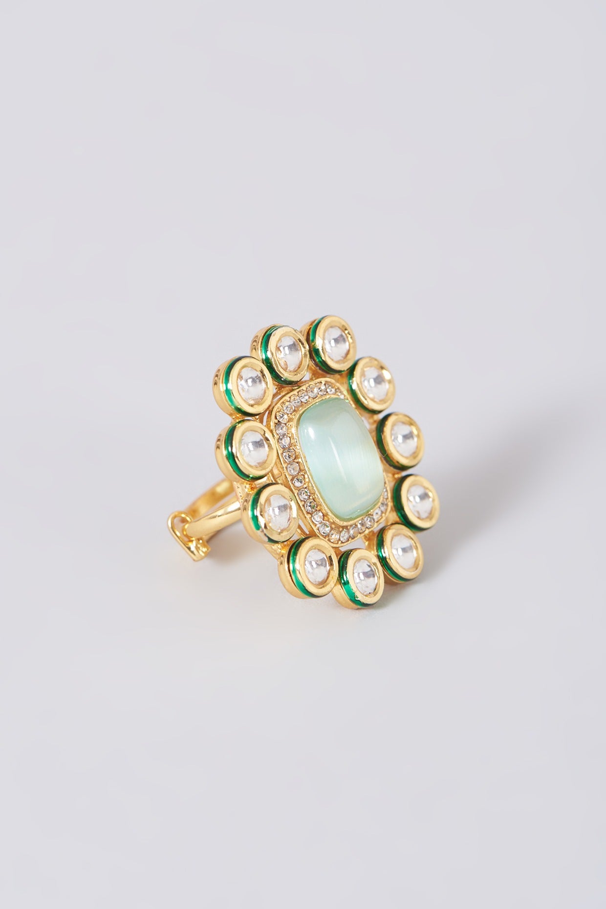 Gold Plated Mint Stone Ring