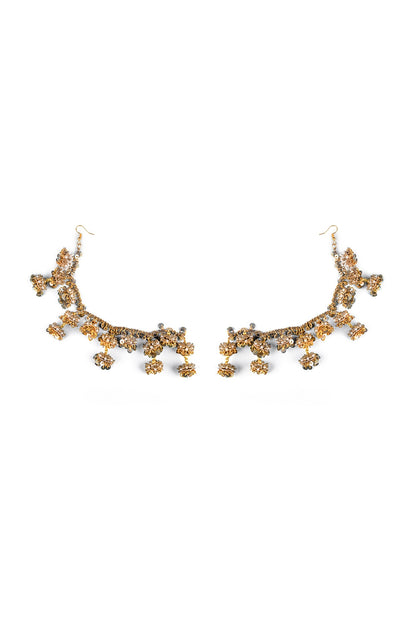 Gold Finish Pearl & Shell Dangler Earrings