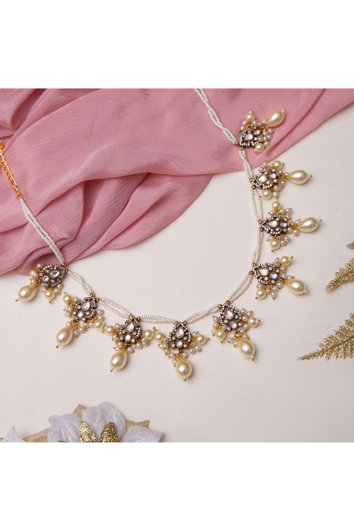 Victorian Finish Kundan Polki Necklace Set