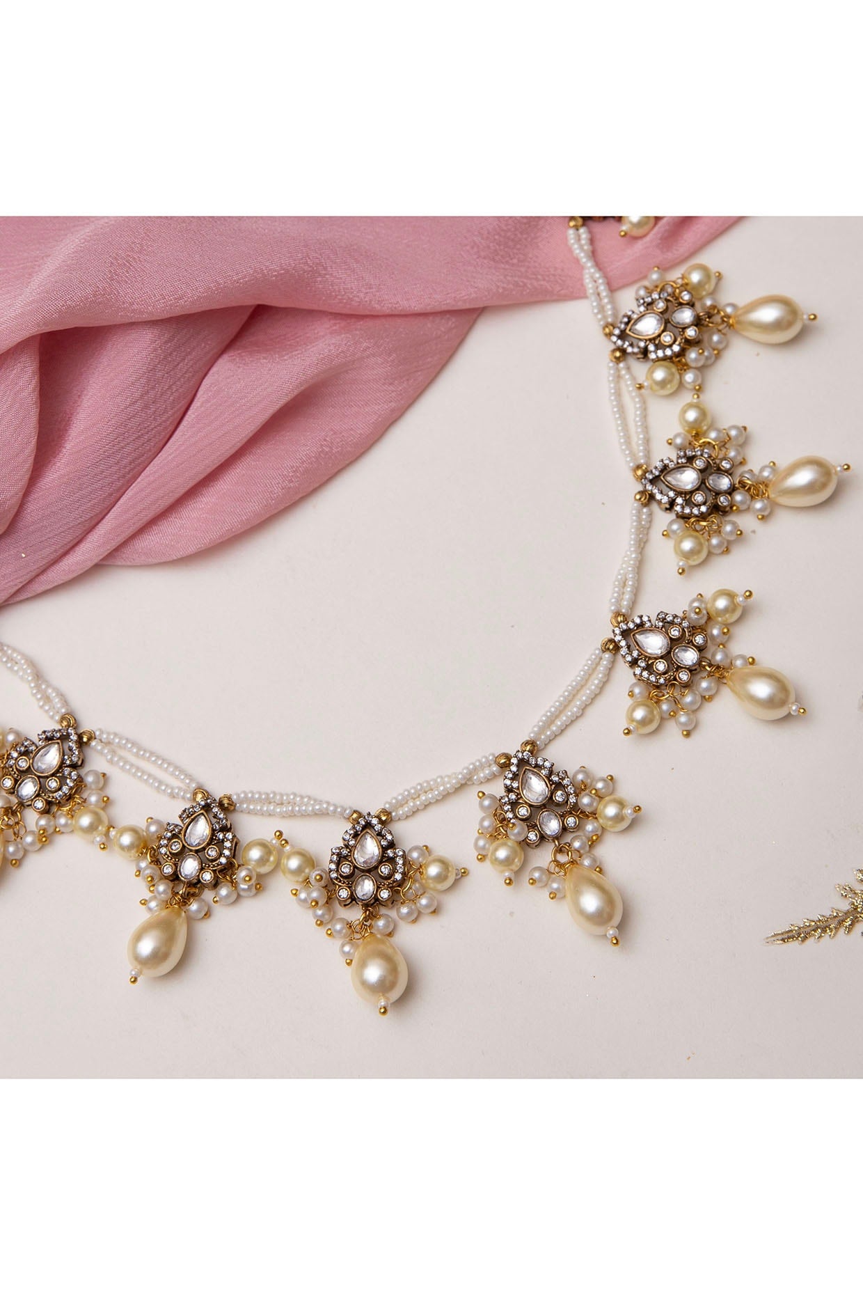 Victorian Finish Kundan Polki Necklace Set