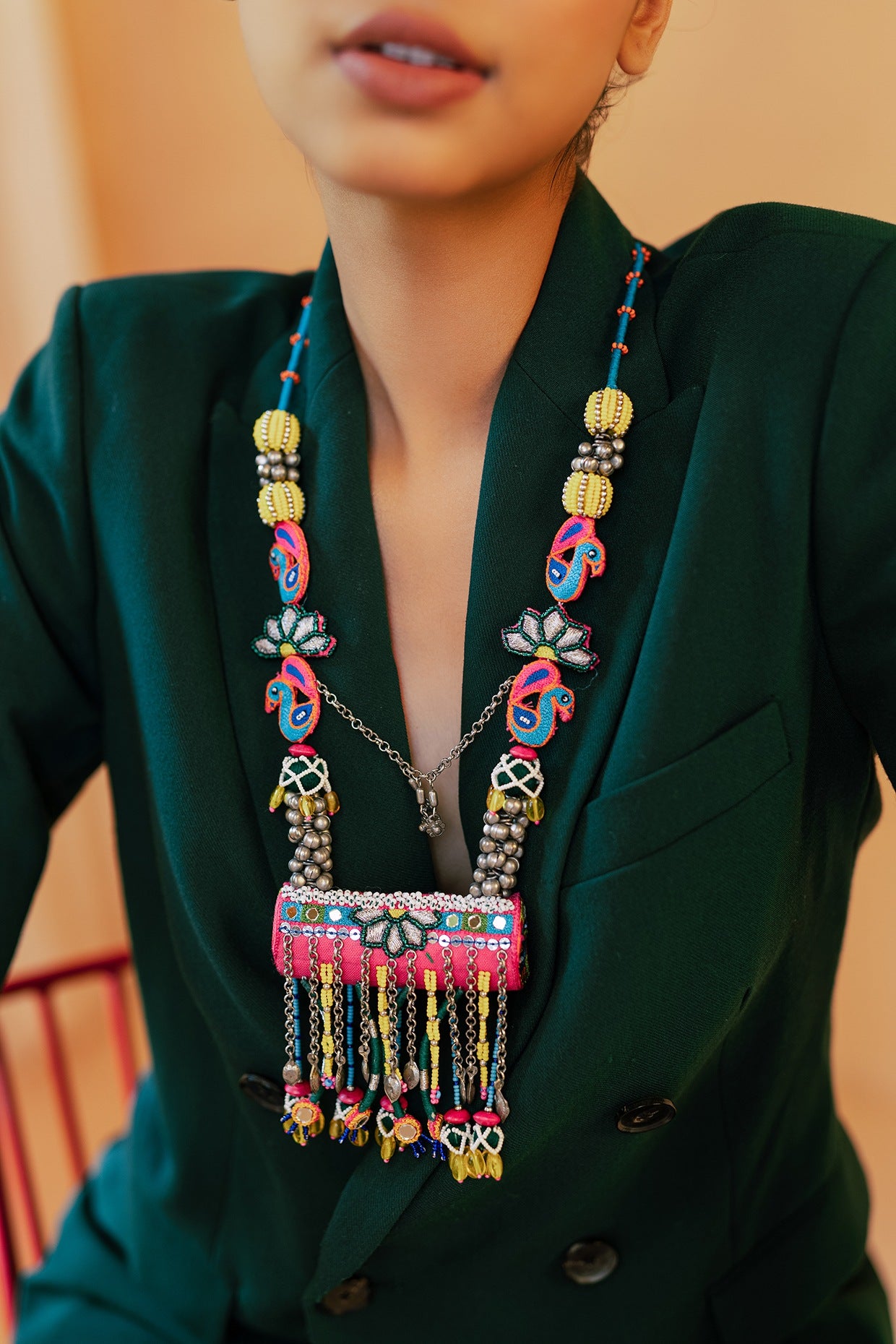 Multi-Colored Beaded Long Necklace