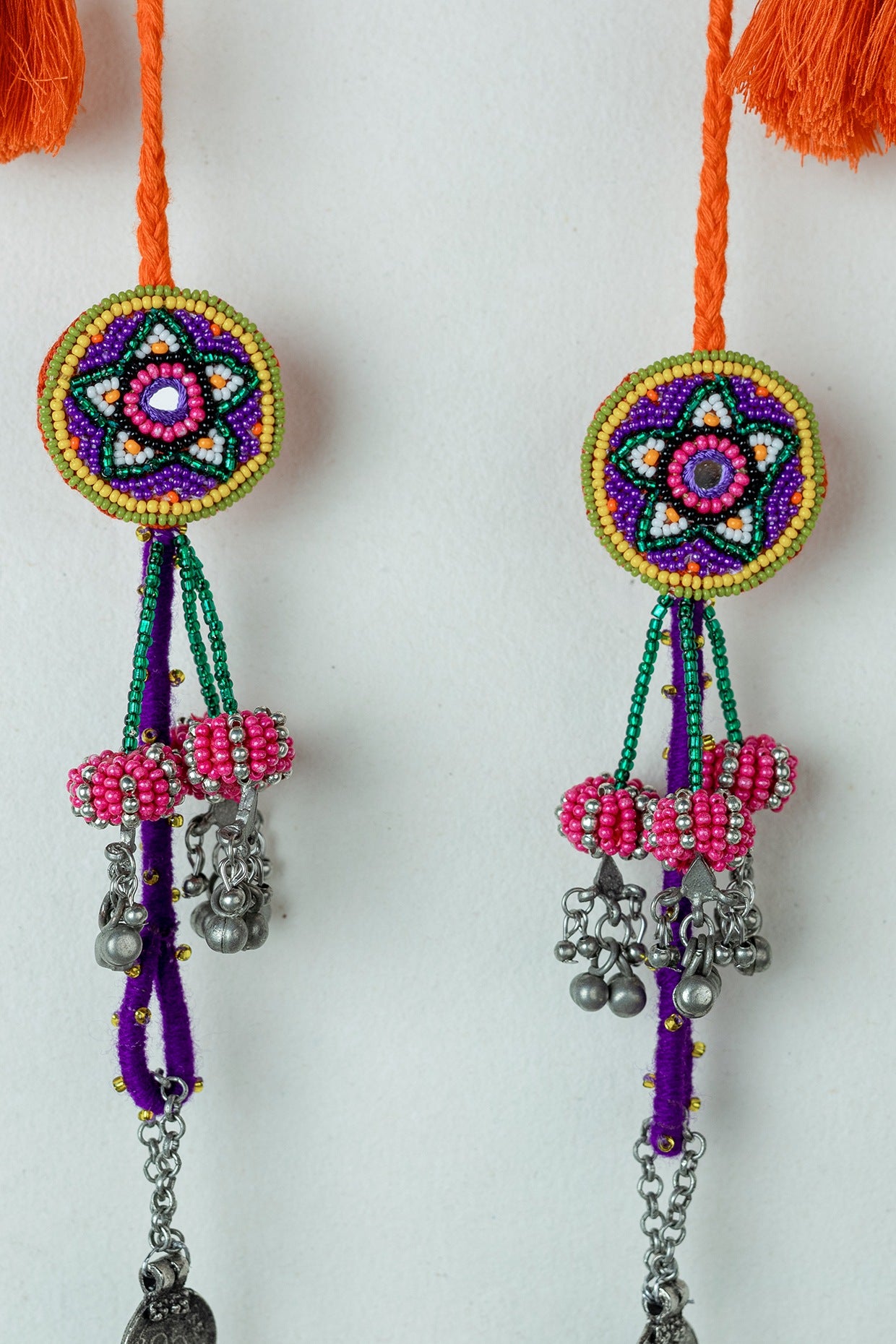 Multi-Colored Embroidered Long Necklace