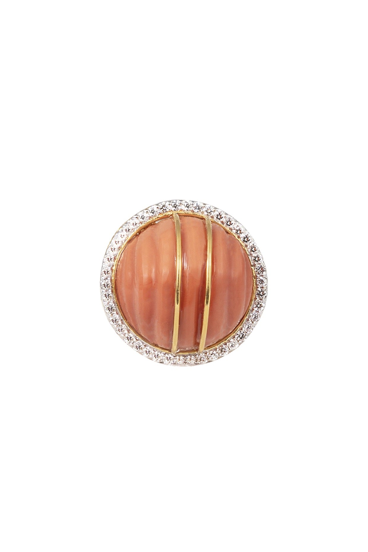 14kt Two-Tone Finish Coral Diamond Ring