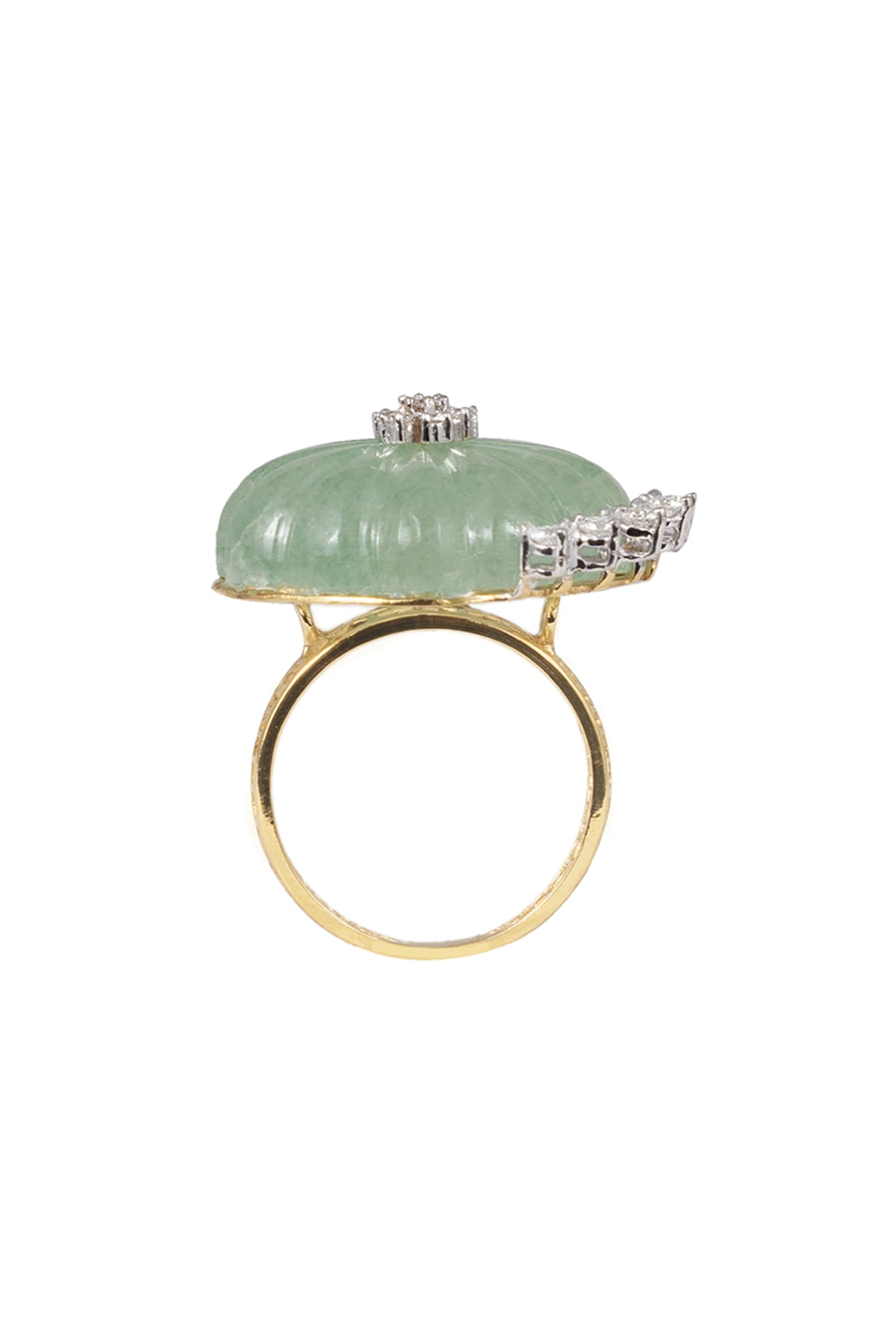 14kt Two-Tone Finish Green Diamond Ring