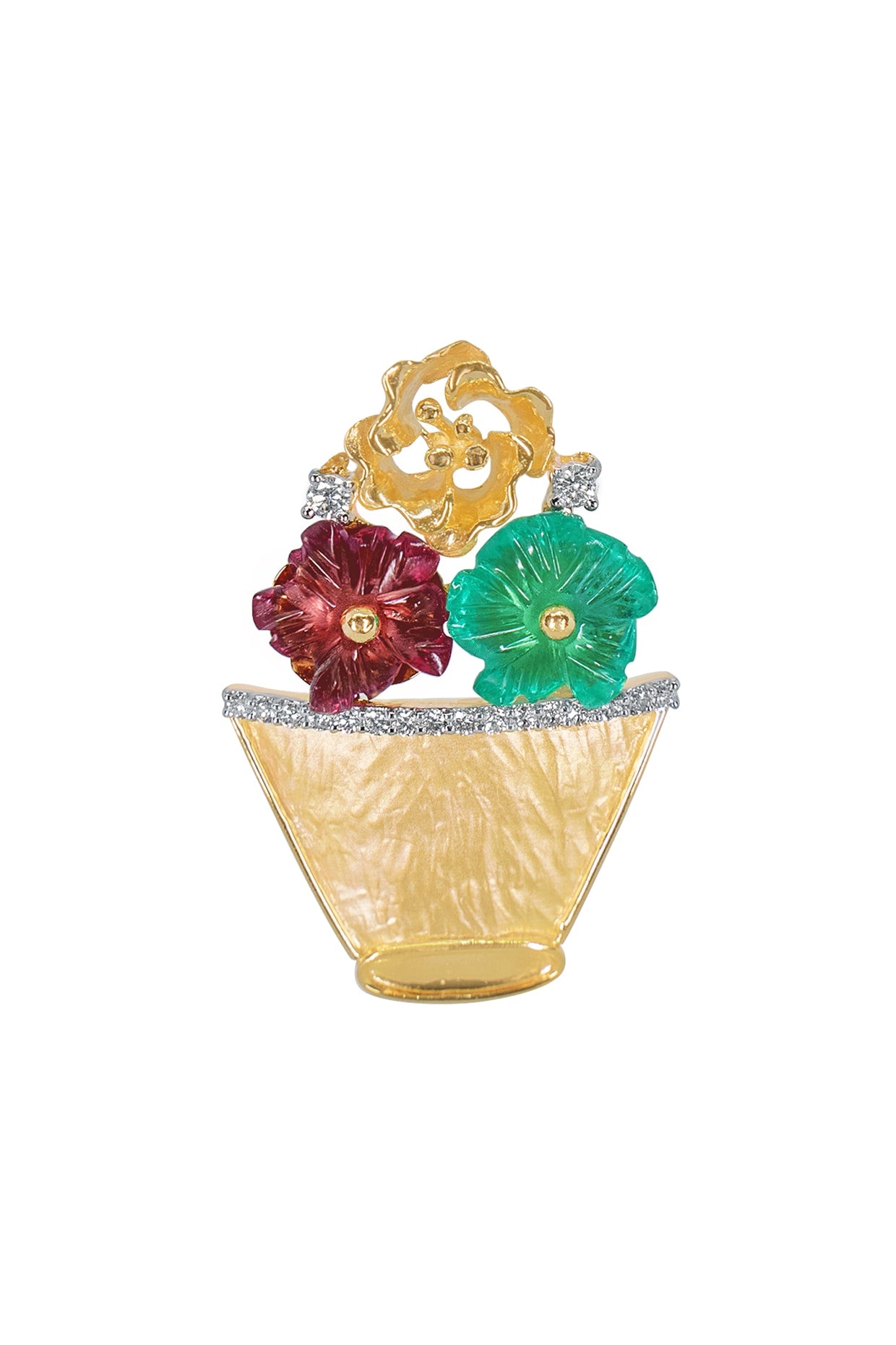 14kt Two-Tone Finish Flower Pot Diamond Ring