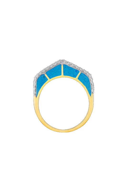 14kt Two-Tone Finish Blue Diamond Ring