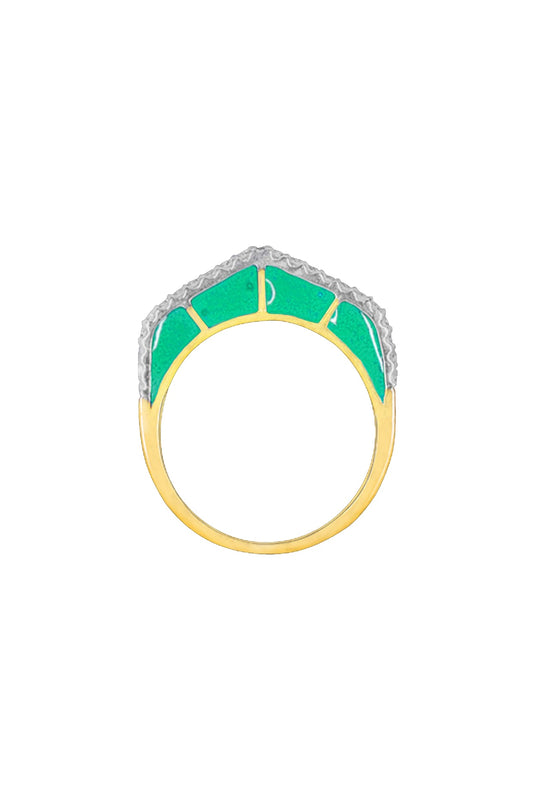 14kt Two-Tone Finish Green Diamond Ring