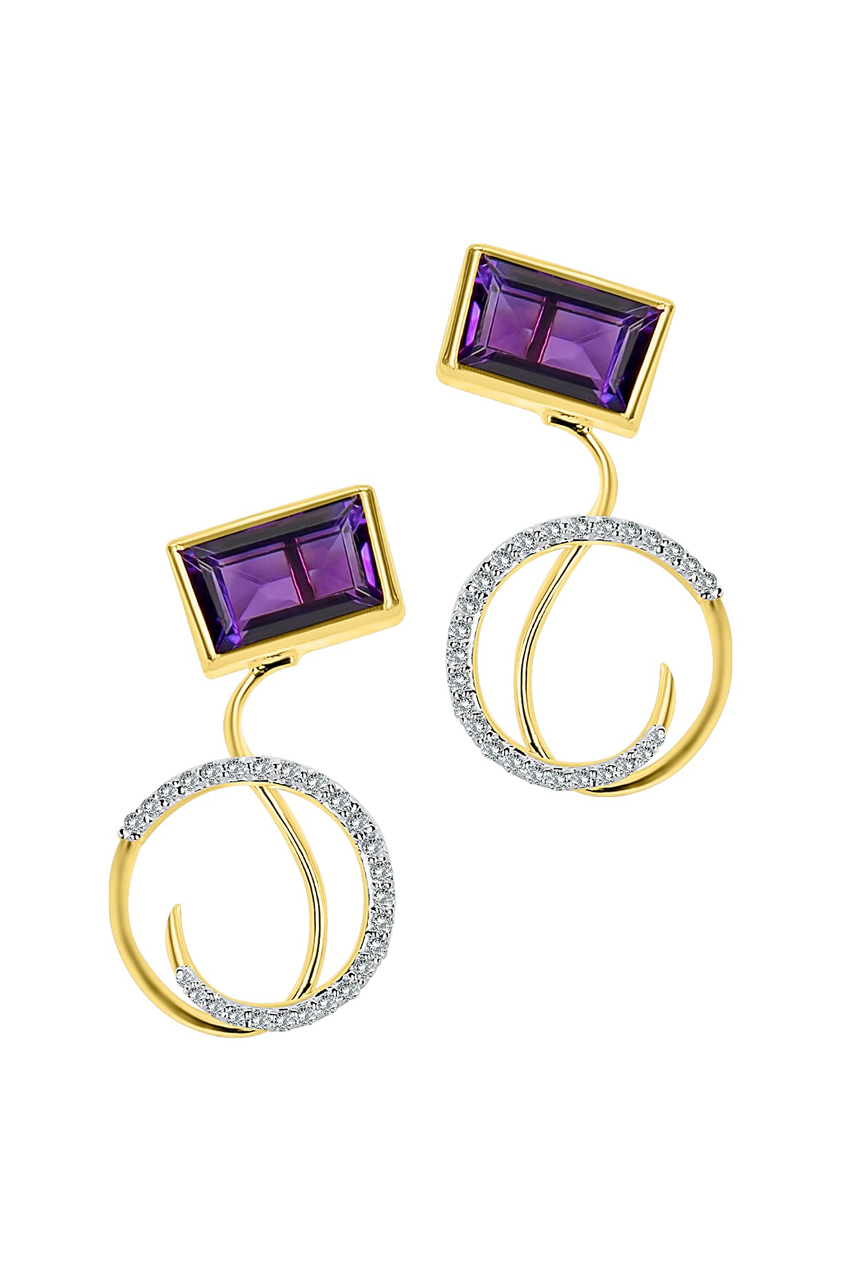 14kt Two-Tone Finish Diamond Hoop Earrings