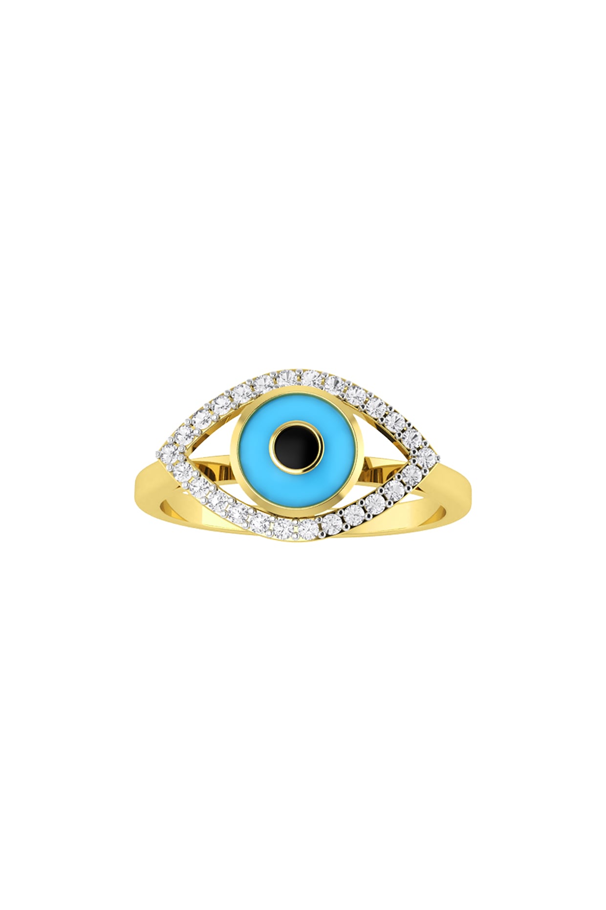 Two-Tone Finish Diamond Evil Eye Ring