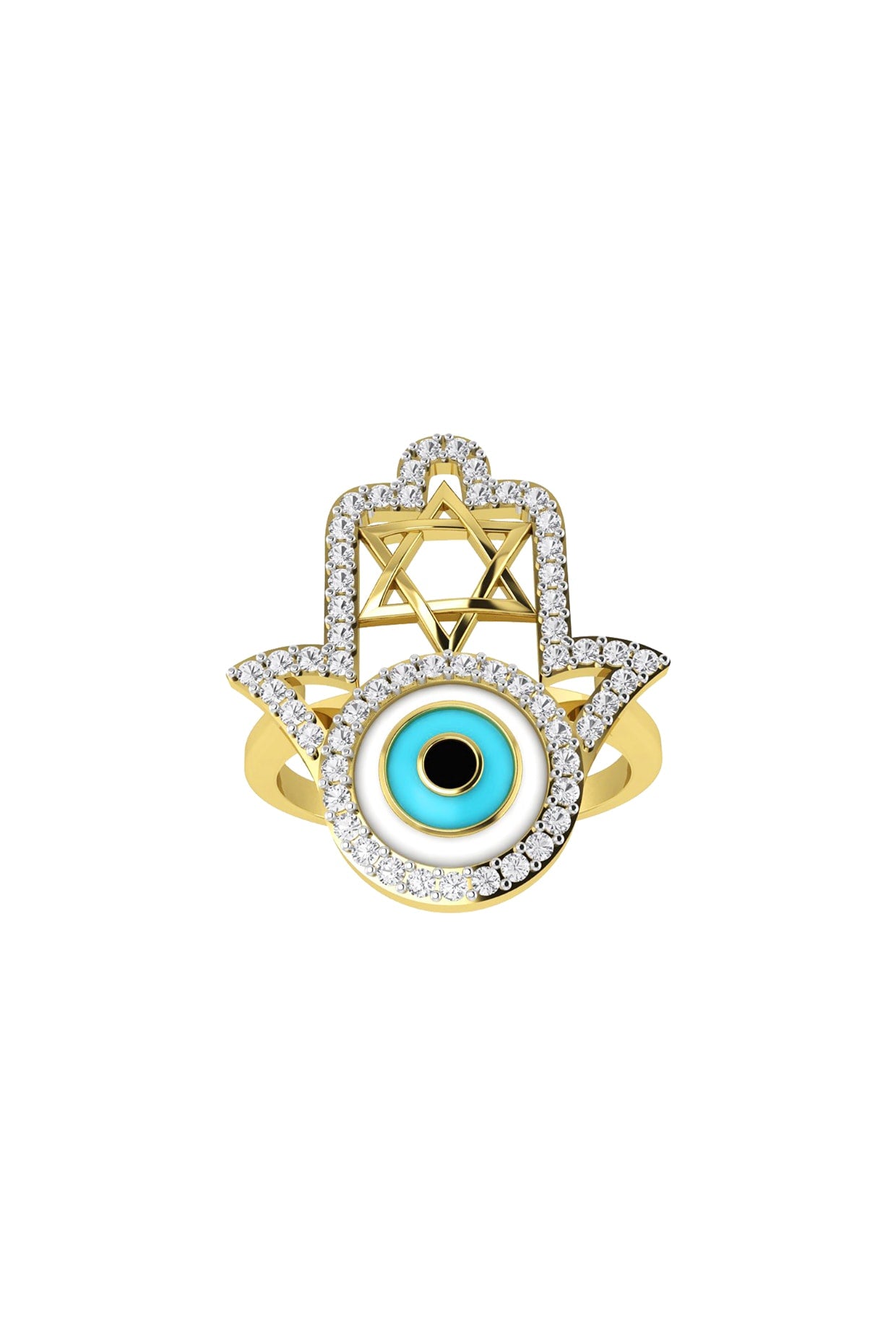 Two-Tone Finish Diamond Evil Eye Ring