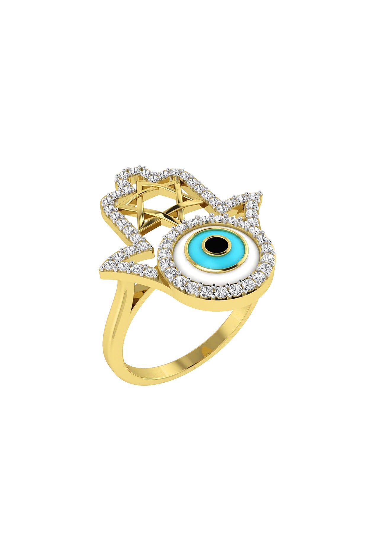 Two-Tone Finish Diamond Evil Eye Ring