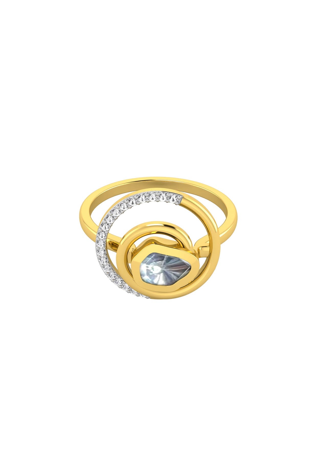 14kt Two-Tone Finish Circling Polki Diamond Ring