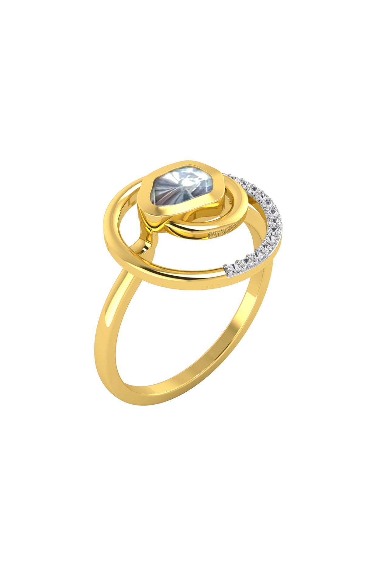 14kt Two-Tone Finish Circling Polki Diamond Ring