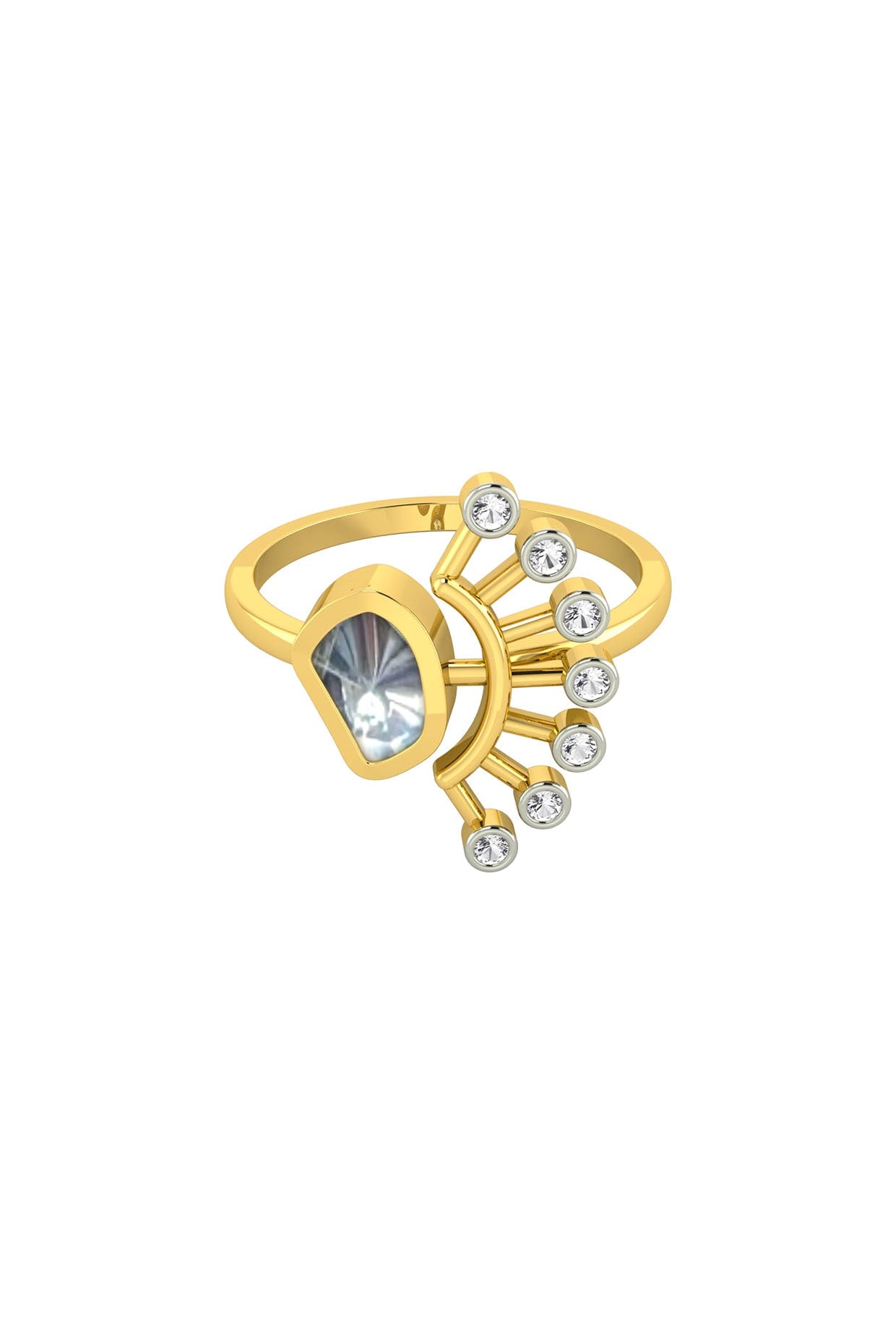 14kt Two-Tone Finish Crown Polki Diamond Ring