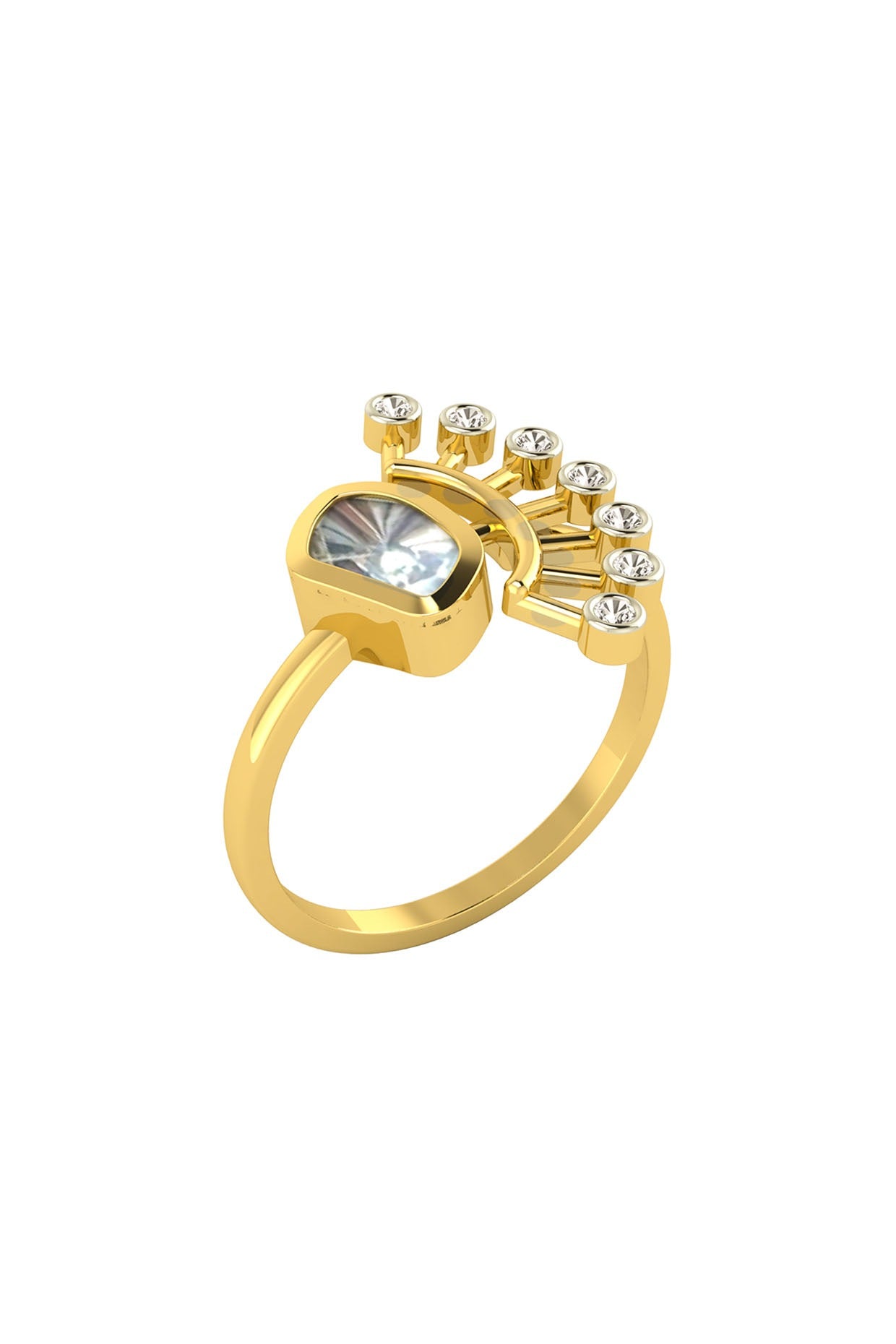 14kt Two-Tone Finish Crown Polki Diamond Ring