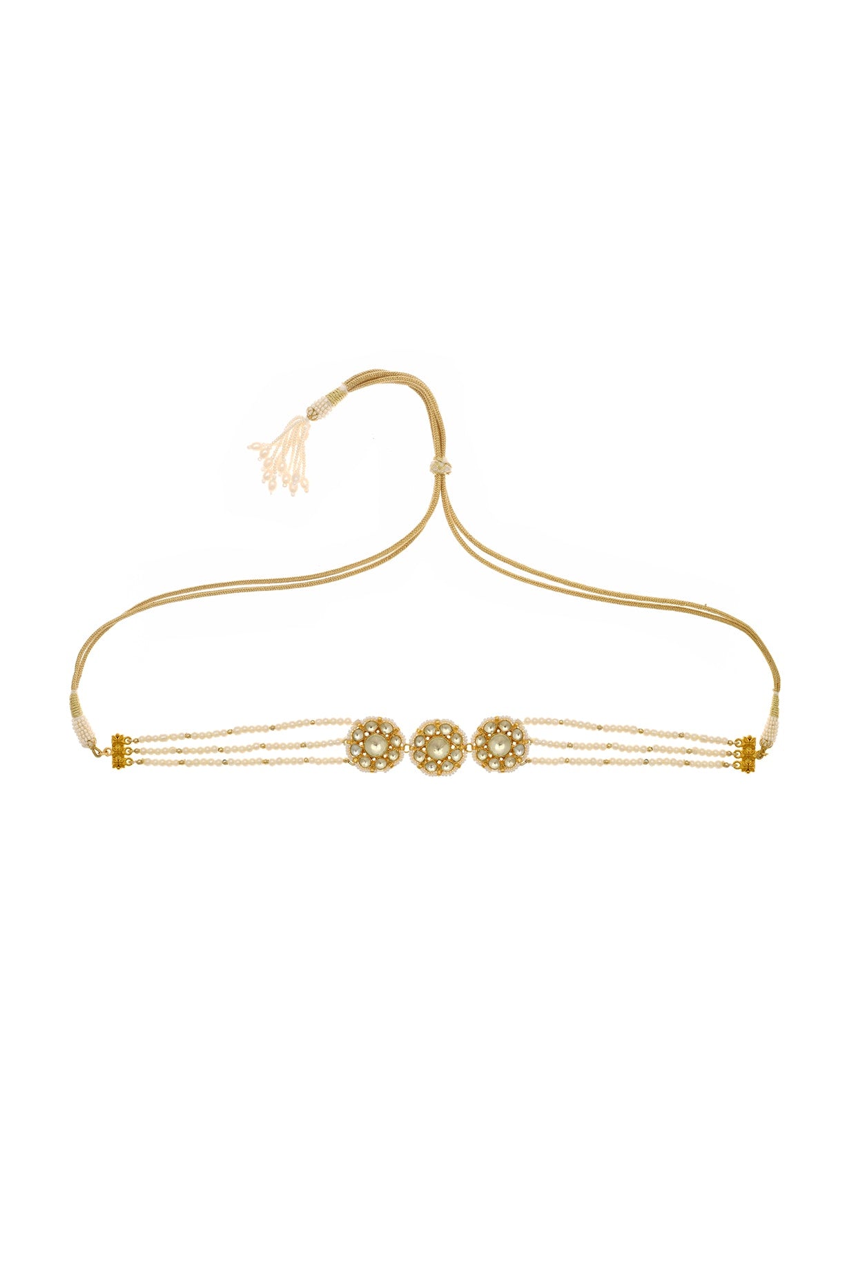 Gold Finish Kundan Polki & Pearl Choker Necklace