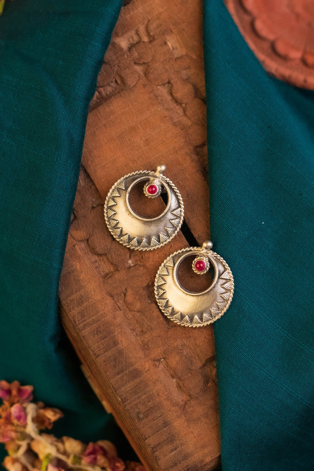 White Finish Kemp stone Temple Dangler Earrings In Sterling Silver