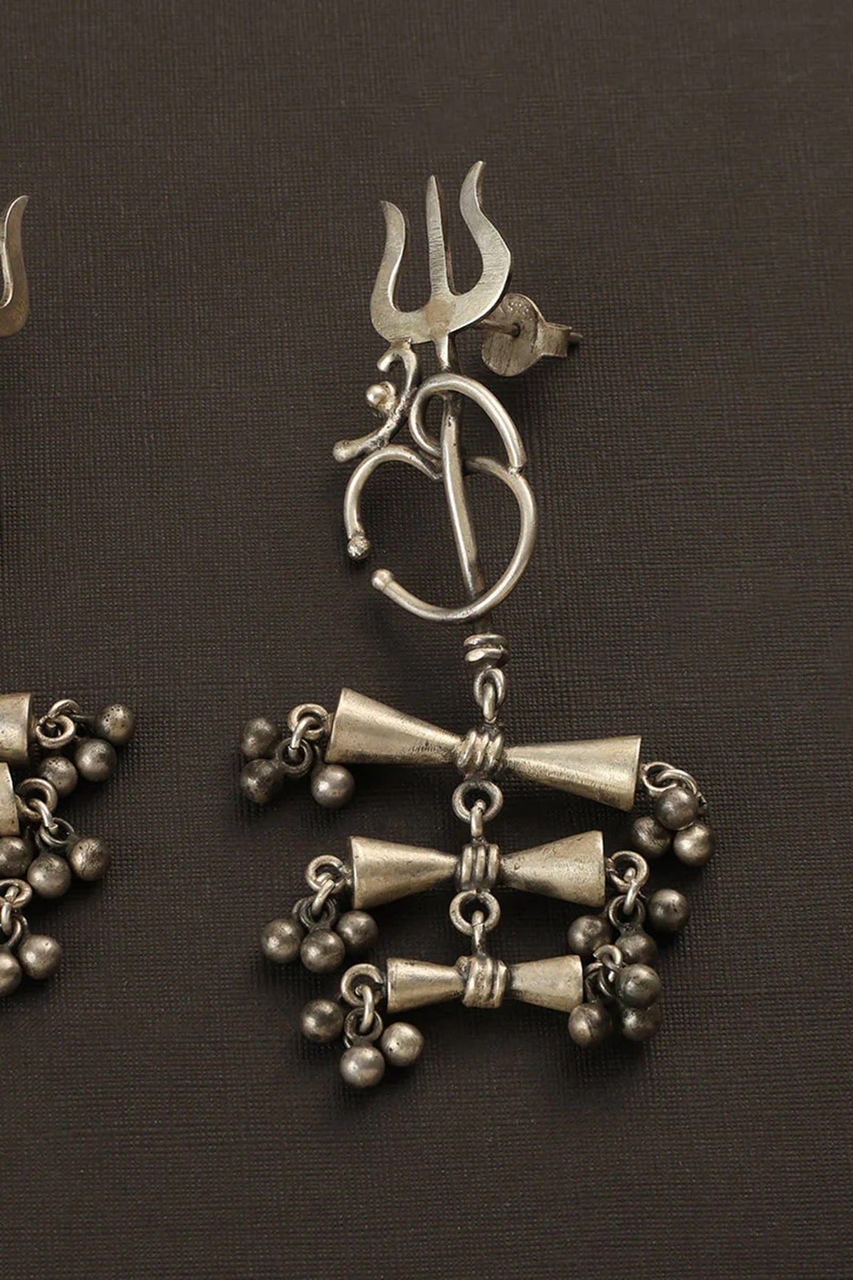 White Finish Shiva Dangler Earrings In Sterling Silver