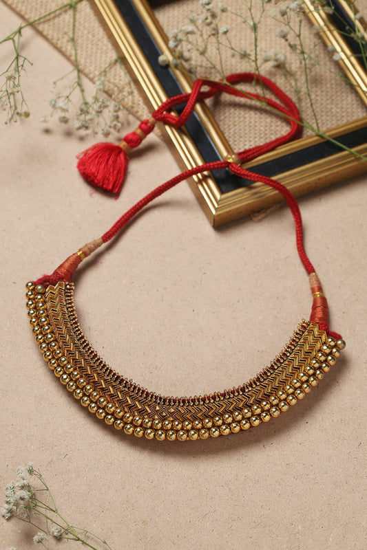 Gold Finish Thussi Necklace In Sterling Silver