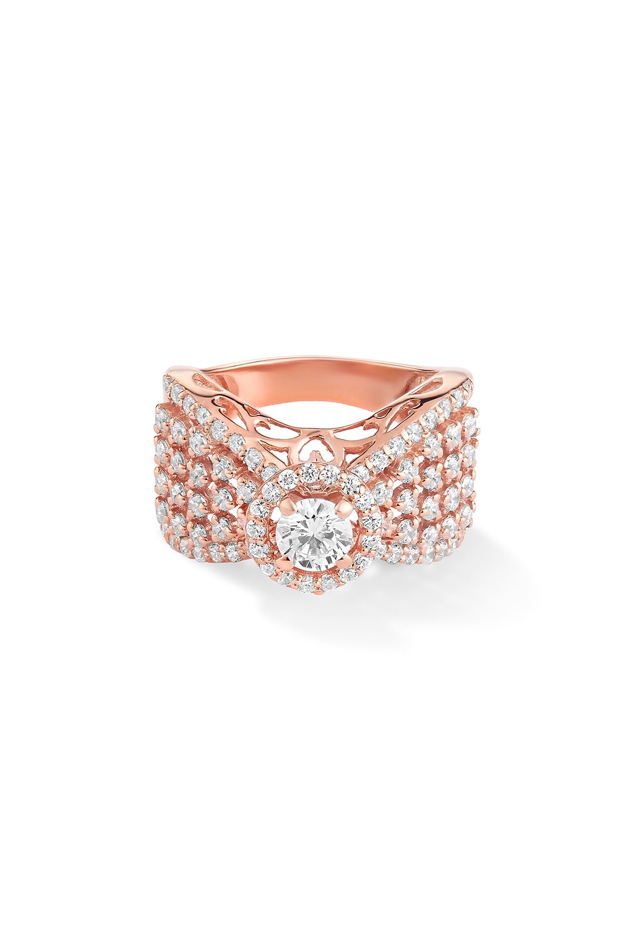 Rose Gold Plated Cubic Zircon Ring in Sterling silver