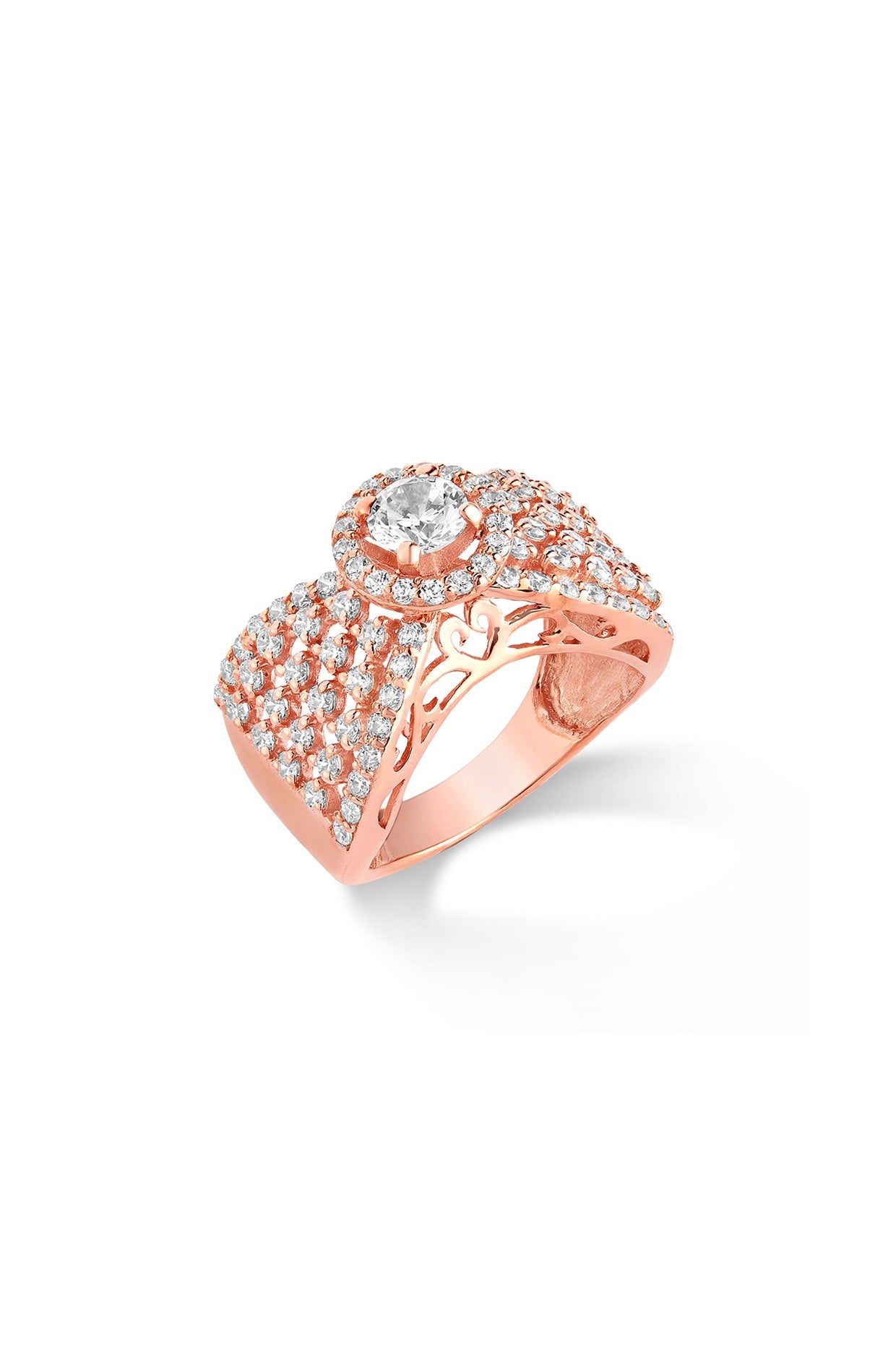 Rose Gold Plated Cubic Zircon Ring in Sterling silver